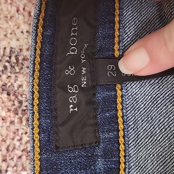 Rag & Bone High Rise Slim Straight Leg Jeans in Dark Paz - Picture 6 of 10